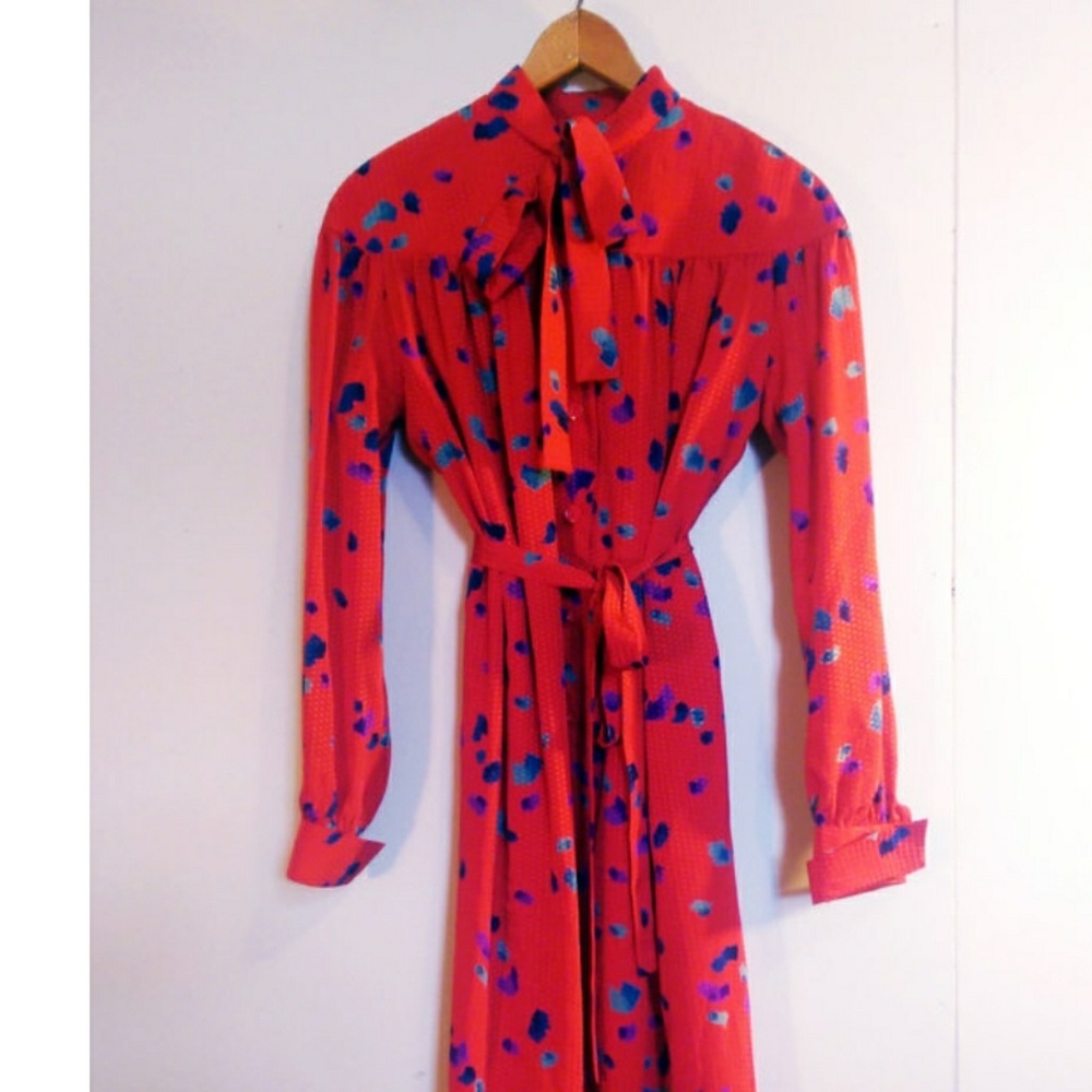 1970s Robert Leonard 100% silk dress